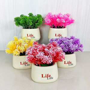 Azgalery PBP168 Tanaman Hias Pot Bunga Plastik Artificial Plant Ornamen Hiasan Dekorasi Buatan COD