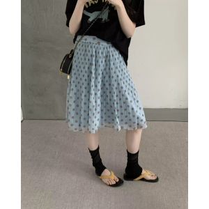 NUMEN BUTTON | Chân Váy Midi Ôm Phong Cách Retro Pháp Cao Waist Floral
