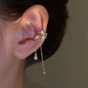 Retro Vine Tassel Ear Bone Clip No Piercing Women Luxury Small Design High End Sensation Ins Style Earring Summer Fashion Jewelry