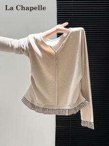 La Chapelle | Gingham Placket Pseudo-layer Long-sleeve T-Shirt Slimming Inner Wear