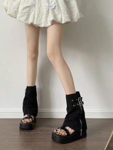 Florist Spicy Girl Thick Heel Sandals Womens Summer New Small Size Toe Post Roman Boots Retro Pants Leggings Sandals