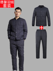 Mens down Jacket Three-Piece Set Thick Warmth Inner Lining Winter Business Casual Style Waterproof Polyester Fiber Coat