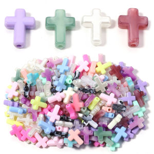 100Pcs/Lot Cross Shaped Acrylic Loose Beads Cream Macaron Color DIY Pendant Jewelry Making Bracelet Materials Accessories