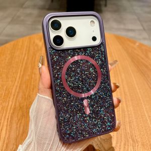 Luxury Full Diamond Magnetic Phone Case For iPhone Air 18 17 15 14 13 12 11 Pro Max 16 Plus For Magsafe Shockproof Case Cover