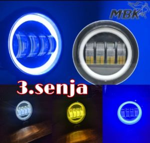 daymeker bulat 4 lensa (biru) sorot (putih kuning) universal 45 inci
