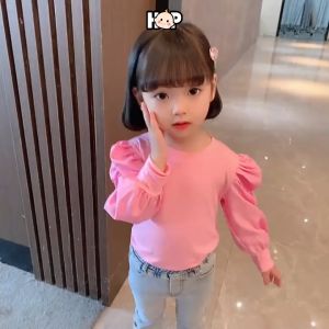 Baju Budak Perempuan Lengan Panjang Puff Sleeve Korean Kids Girl Long Sleeve Shirt Baby Blouse Cotton Kanak-kanak Top