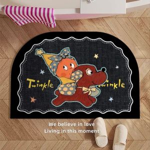 Retro Cartoon Star Man Diatom Mud Door Mat High Absorbency Easy to Maintain Dirt Resistant Bathroom Entrance Floor Rug
