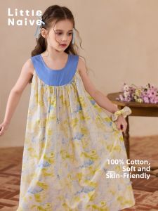 Little Naive | Girls Sleeveless Vest Dress Floral Maxi Beach Dress