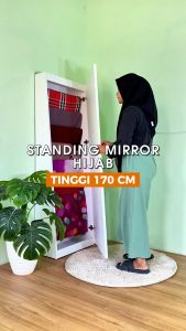 Adapta -Standing Mirror Lemari Hijab Pintu Swing -Lemari Hijab Cermin Multifungsi Dengan Lampu LED