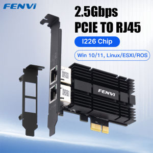 Fenvi | FENVI 2.5G PCIE To RJ45 Network Card For Intel I226 Chipset Gigabit Ethernet Dual Ports 100/1000/2500Mbps Network Adapter For PC