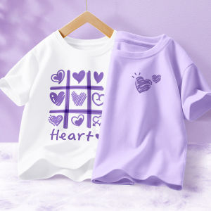 Childrens Cotton T-Shirt Girls Summer New Style 100% Pure Cotton Short Sleeve Loose Casual Fashionable Little Girl Shirt