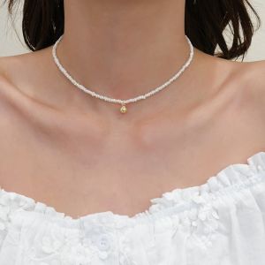 Natural Freshwater Small Rice-Shaped Beads Baroque Shaped Pearl Necklace Women Ins Gentle Grain of Rice Clavicle Chain Summer Necklace