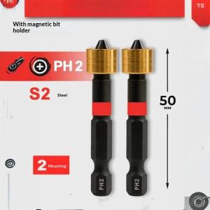EELHOE | Magnetic Drywall Screwdriver Bits PH2 50mm Rafford Depth Stop Collar 1/2/3PCS Long Lasting for Commercial Construction Use