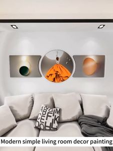 【Ready Stock】Living room decoration painting 3pcs set framed mural light luxury atmosphere sofa background wall painting