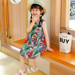 Baby Girl Sleeveless Elegant Dress for Kids Girl Cute Sweet Cotton Dress