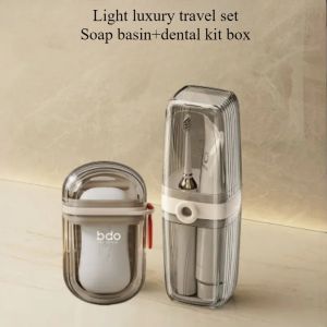 portable travel soap box and toothbrush holder set - durable plastic perfect for camping bathroom accessories