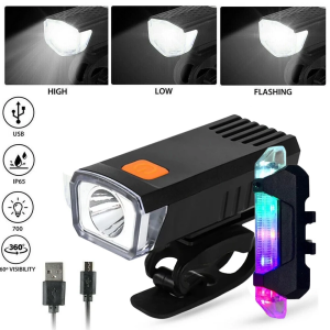 Lampu Sepeda Depan Belakang Bike Led Super Terang Usb Rechargeable Waterproof 1 Set