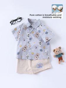 Hamqi | Summer Lightweight Cartoon Two-Piece Shirt Set for Boys