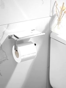 Stainless Steel Wall Mount Bathroom Toilet Paper Rolls Holder & Phone Holder