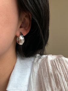 CAFFTI | U-Shaped Brushed Teardrop Earrings Gold and Silver Metallic