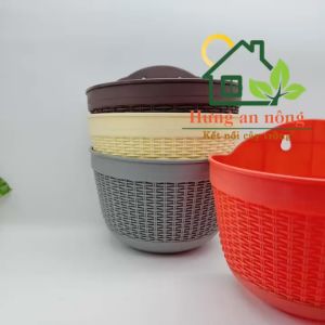 COT21- chậu óp tường giả mây thông minh 2 đáy tiết kiệm thời gian tưới nhựa PP dầy cao cấp 21x13.5cm ( xem trong mô tả )