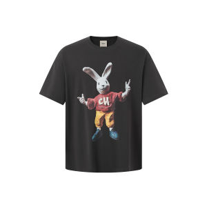 CHINISM | Rabbit 3D Digital Print Pure Cotton Loose Short Sleeve T-Shirt