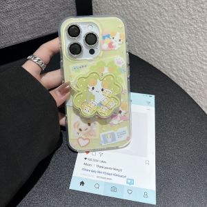 Lucky Four-leaf Clover Cat Pattern Phone Case Glass Shell Protective Cover for Apple 16 iPhone 15 pro Max Cute 14 Good Looking Simple Creative 12 plus