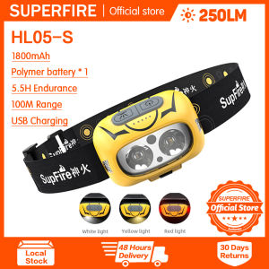 SUPERFIRE HL05-S/HL05-G/HL05-L/HL05-D sensing headlamp rechargeable portable mini headlight led white/red light multiple modes head lamp waterproof
