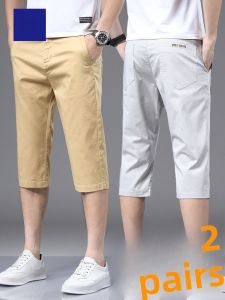 ROMON | Summer Lightweight Loose Straight Khaki Casual Stretch Cotton Sport Shorts 7/7th