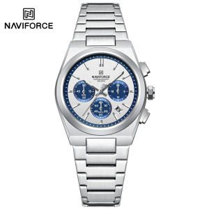 NAVIFORCE Quartz Couple Watches Fashion Steel Band Women Wristwatches Quartz Chronograph Waterproof 24 Hours Date Display Clocks