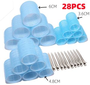 28pcs/Set Hair Roller Sets Self Grip Hook Hair Curlers Heatless Roller Salon Dressing Curlers 3 Sizes Hair Rollers Hair Styling