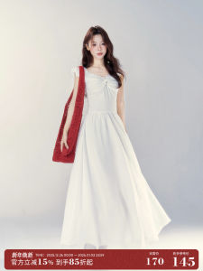 Sweet Elegant Long Dress Womens Summer 2025 New Style V-neck Lace Splicing Waist-cinching Slimming Korean Version A-line Dress