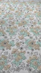 Elegant 3D Floral African Beaded Lace Fabric 2026 French Nigerian Sequins Mesh Tulle Lace Fabric For Wedding Dress