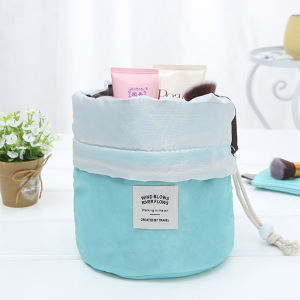 Korean Style Drawstring Round Cylinder Storage Bag Multi-Functional Storage Cosmetic And Toiletry Bag Dustproof Modern Simple