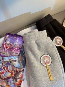 Glowing Fleece Lined Superhero Sports Pants for Boys Thickened Autumn Winter Long Trousers Cartoon Design mid Waist Cotton Blend