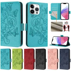 Fashion Rose Flower Wallet Card Slot Flip Leather Case For iPhone 16 15 14 13 Mini Pro Plus Max Book Cover
