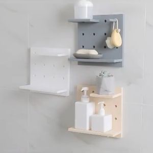 เซตขาวล้วน กระดานแขวนผนัง DIY ชั้นแขวนติดผนัง กระดานแขวนของติดผนัง ชั้นวางของ ติดผนัง