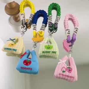 Cute Cartoon Phone Lanyard Plush Keychain for Girls Bag Charm Pendant Decor Adjustable Strap for Mobile Phone