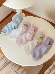 Love Ticking Kids Socks Thin Combed Cotton Sports Short Socks for Girls Cartoon Kuroko Lovely Student Socks Spring Summer