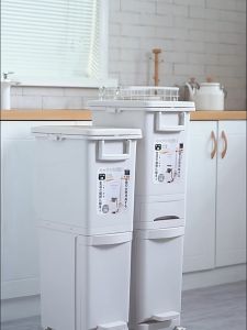 29L/32L Movable Recycle Rubbish Bin Household Garbage Large Capacity Dry Wet 2/3 Layers Trash Bin