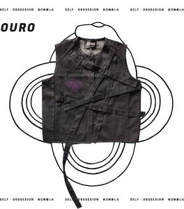 Ouro Serpent Tail Embroidery Subculture Y2K Dark Asceticism Original Tie Music Festival Denim Vest Loose Fit Urban Fashion