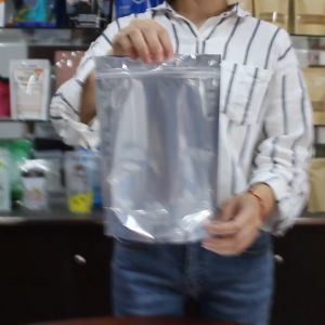 [10 แพ็ค 500 ซอง] ถุงฟอยด์สีเงิน ถุงฟอยด์ ถุงซิปล็อค ด้านหน้าใส ด้านหลังทึบ ตั้งได้ ถุงฟอยด์ ถุงหน้าใสหลังฟอยล์. PB99