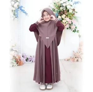 PAKAIAN GAMIS ANAK RIANA SYARi set hijap krinkle airplow 4+12tahun