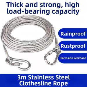 Durable Plastic Coated Outdoor Stainless Steel Clothesline
