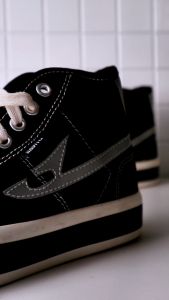 Bavito 36-44 Basic High Hitam Putih Reflective - Sepatu Sneakers Casual Pria Wanita Menyala