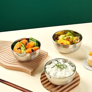 ถ้วยสแตนเลส หนา2ชั้น ขนาด 12/14/16/18/20ซม. ถ้วยชามสแตนเลสสไตล์เกาหลี หนาแบบหนา