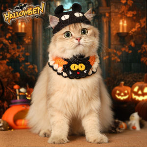 Halloween Funny Pet Scarf Cat Dog Costume Accessories Hat Headset Small Cat Dog Collar Pet Clothes Autumn Winter Cartoon Style