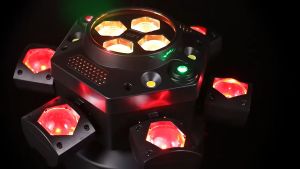 2 in 1 Beam Light Moving Head with 150w Laser RGB 6 Arm Disco Lights Party Controlled by DMX or Sound used for Wedding Stage Bar Show