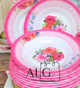 PROMO BELI 1GRATIS1. 1PIRING MAKAN LEBAR 23CM MELAMINE TEBAL MOTIF KEMBANG BINTANG TERBARU
