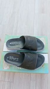 Dép quai ngang nam da DONAVY cao cấp thiết kế versace thời trang may quay và đế chắc chẵn D.VER